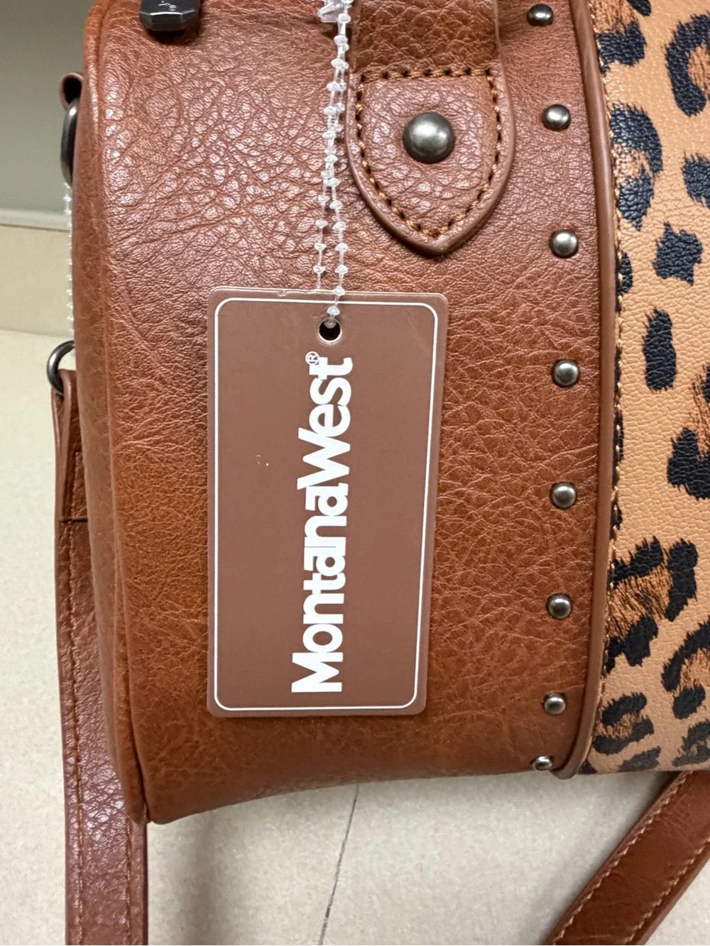 Montana West Cognac Brown Western Leopard Print Studded Satchel – New With Tags